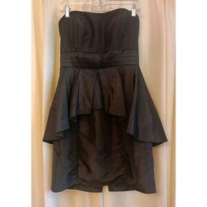 NWT Bella Espirit Black Ruffle Zip Back Strapless Dress Size‎ M